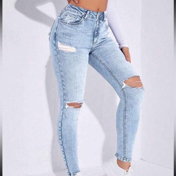 SHEIN Denim - ripped skinny jeans